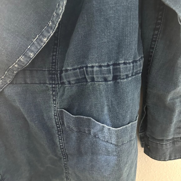 Anthropologie Hei Hei Women's Chambray Linen-Blend Open Front Jacket Size Small - Picture 8 of 11